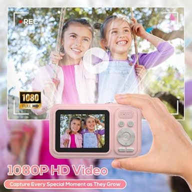 Digital Camera for Kids, WITYEAH 48MP FHD 1080P Point and Shoot Digital Cameras with 16X Zoom Anti-Shake, Compact Portable Cameras for Photography, for Boys Girls Teens Beginners-Pink - Image 3