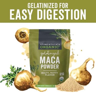 Viva Naturals Organic Maca Powder - Gelatinized Maca Powder Organic, Vegan and Kosher Peruvian Superfood - Certified USDA Organic, Gluten-Free & Non-GMO, 8 oz Resealable Bag - Image 5