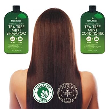 First Botany Tea Tree Mint Shampoo & Conditioner for Men & Women - Pure Tea Tree & Peppermint Oil - Fights Hair Loss, Dandruff, Lice & Itchy Scalp, Promotes Hair Growth - Sulfate Free - 16 Fl Oz x 2 - Image 4