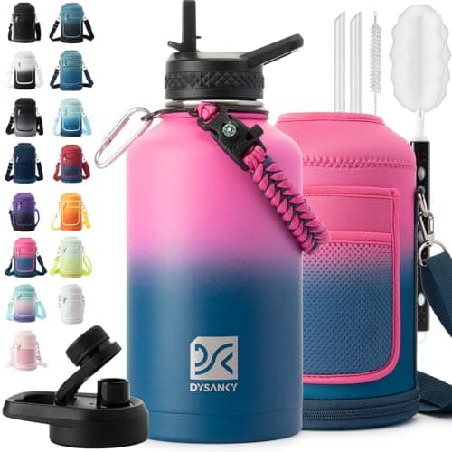 DYSANKY Insulated Water Bottle | Thickened Stainless Steel Vacuum Metal | Portable Sports Half Gallon Large Water Jug for Gym and Hiking with Straw, Carrier Bag, Handle Strap | BPA-Free 64 oz - Image 1