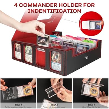 Gomyrod Card Storage Box 3200+ MTG Deck Box with 30 Colorful Divider, 4 Row Commander Trading Card Cases with Portable Handle & Display Windows, Fits for MTG/TCG/Magic Cards, Patented Design - Image 6