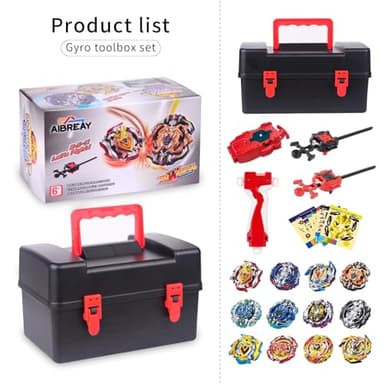 AIBREAY Battling Top Burst Gyro Toy Set 12 Spinning Tops 3 Launchers 1 Grip Toy Combat Battling Game with Portable Storage Box Gift for Kids Children Boy and Girl Ages 6+… - Image 6