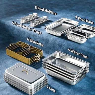 Amhier 9Qt 4 Pack [Multiple Food Pans Combo] Chafing Dishes for Buffet | High Grade [Durable and Hard] Chafing Dish for Parties, Events & Weddings, Indoors & Outdoors - Image 3