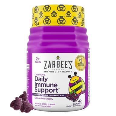 Zarbee’s Kids Elderberry Immune Support Supplement Gummies, Vitamins A C D3 E & Zinc, Elderberry Extract, Gluten & Gelatin Free, No Artificial Flavors, Natural Berry Flavor, Ages 2+, 42 Ct - Image 1