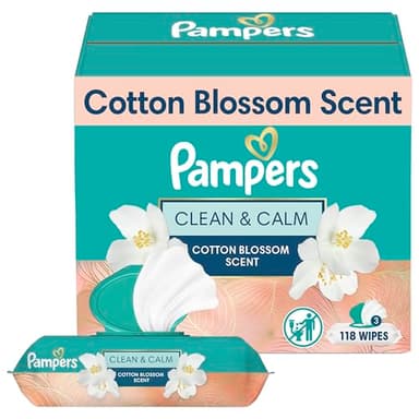 Pampers Wipes, Clean & Calm, Cotton Blossom Scent, 168 Wipes Total (3X Pop-Top Packs) - Image 1