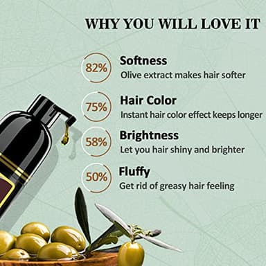 Herbal Light Brown Hair Color Shampoo - 3 in 1 Lasting Hair Dye for Women & Men, 17.60 Fl Oz - Image 6