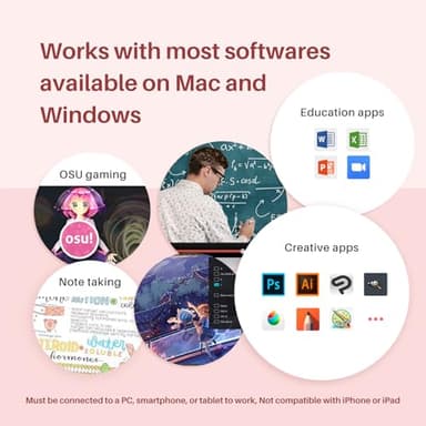 HUION Inspiroy 2 Small Drawing Tablet, Digital Art Tablet with Scroll Wheel, 6 Hot Keys, Battery-Free Stylus, Pink Graphics Tablet for Drawing, Design, Writing, Work with PC, Mac & Android - Image 8