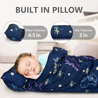 Primlect Thickened Toddler Nap Mat with Removable Pillow and Minky Blanket, Extra Large 55''x35'' Sleeping Bag, Washable, Roll up, Perfect for Daycare, Preschool, Kindergarten, Boys and Girls Unicorn - Image 4