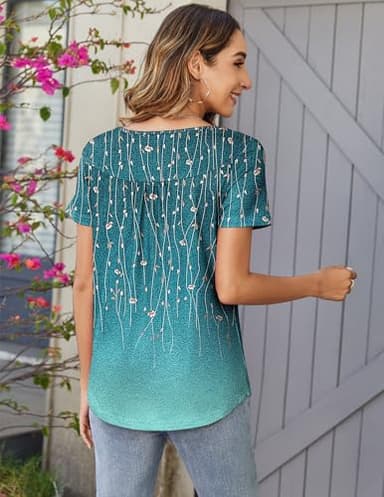 Zeagoo Short Sleeve Shirts for Women Business Causal Summer Tops Hawaiian Button Down Floral Work Blouses X-Large - Image 4