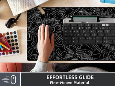 Rinaze Extra Large Gaming Mouse Pad with Black Topographic, XXL Mousepad, Big Mouse Mat Desk Pad, Non Slip Keyboard Pad for Gaming Computer Laptop PC Office Desk Accessories - Image 8