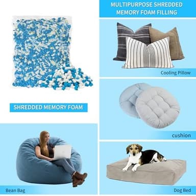40LBS Shredded Memory Foam Filling Bean Bag Filler, Added Gel Particles Comfortable and Soft,Very Suitable for Filling Bean Bags, Pillows,Dog beds, Couch Cushion - Image 7