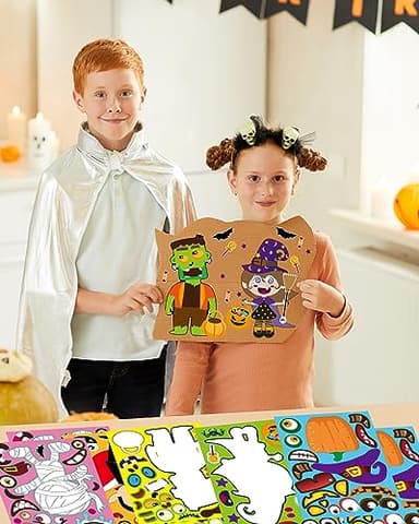 42 Sheets Halloween Party Favors Stickers for Kids, Halloween Crafts Make Your Own Stickers, Goodie Bag Fillers Toys Gifts Activities Games for Kids Party - Image 5