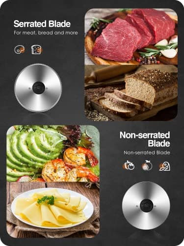 Meat Slicer 200W Electric Deli Food Slicer with 2 Removable 7.5" Stainless Steel Blade, Adjustable Thickness for Home Use, Child Lock Protection, Easy to Clean, Cuts Meat, Bread and Cheese - Image 3