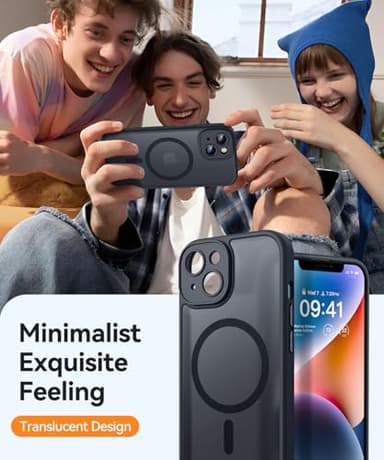 CANSHN Magnetic for iPhone 14 Plus Case, Upgraded [Full Camera Protection] [Compatible with Magsafe] [Translucent Matte] Shockproof Protective Phone Case for iPhone 14 Plus 6.7" - Black - Image 6