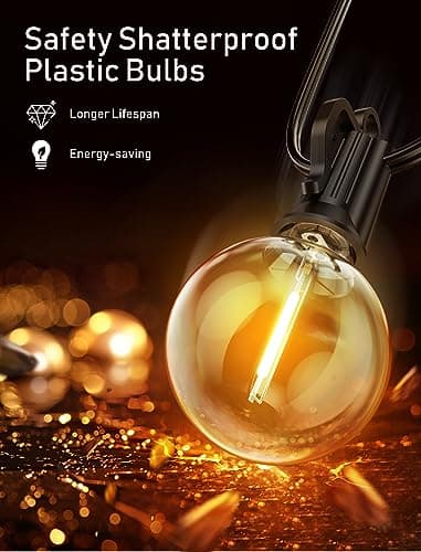 Outdoor String Lights with Remote - 58 Ft Globe Patio Lights, 4 Lighting Modes, 25 LED G40 Bulbs Waterproof Connectable Commercial Hanging Light for Backyard Party - Image 7