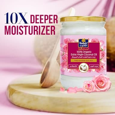 Parachute Advansed SkinPure 100% Organic Extra Virgin Coconut Oil with Rose Oil |Face & Body Oil Moisturizer |Boosts Collagen| Cold Pressed | 6.7 fl.oz | Glass Jar (Pack of 2) - Image 4