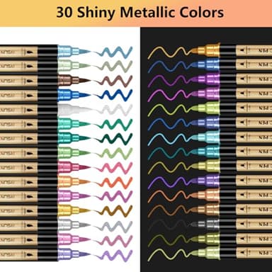 Metallic Marker Pens, 30 Colors Dual Tip Acrylic Paint Pens for Black Paper, Scrapbooking, Photo Album, Rock Painting, Paint Marker for DIY Arts & Crafts, Glass, Wood, Card Making, Scrapbook Supplies - Image 7