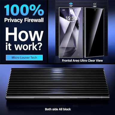 X-it for Samsung Galaxy S23 Ultra Screen Protector Privacy [Auto Alignment/Dust Removal],Bubble-Free,[100% Ultrasonic Fingerprint ID] Easy Installation Full Coverage Anti-Spy [Non-Glass] 2 Packs - Image 6