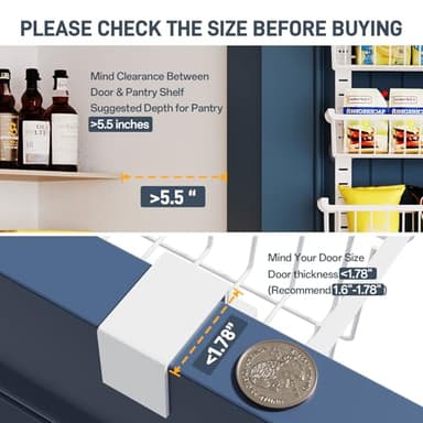 Over The Door Pantry Organizer, 8-Tier Over The Door Organizer with Adjustable Baskets, Metal Hanging Spice Rack for Pantry Organizers and Storage, Suitable for Kitchen Laundry Room & Bathroom, White - Image 2