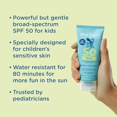 Blue Lizard Kids Mineral SPF 50 Sunscreen Lotion, 100% Mineral, Children’s Sunscreen, Water-Resistant Formula, Paraben-Free, Fragrance-Free, 3 fl oz - Image 3