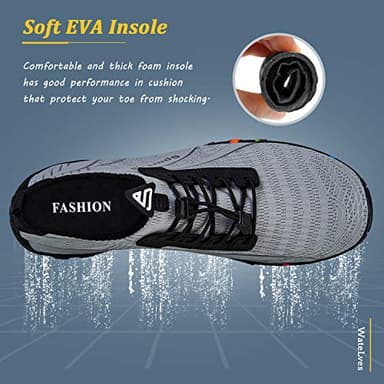 WateLves Water Shoes Mens Womens Beach Swim Shoes Quick-Dry Aqua Socks Pool Shoes for Surf Yoga Water Aerobics (C/Light Gray, 43) - Image 6
