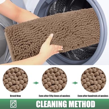 IM HOME Chenille Absorbent Outdoor Doormat 36" x 24", Washable Muddy Door Mats for Dog Non Slip Indoor Doormat Dog Mat for Muddy Paw Front Inside Doormats for Entryway Camel - Image 8