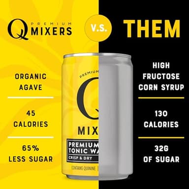 Q TONIC WATER with Real Quinine & Organic Agave - Ideal for Cocktails & Mocktails - Made with Real Ingredients, Perfectly Carbonated & Less Sweet - 45 Calories per Can - 7.5 Fl oz (Pack of 8) - Image 3