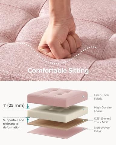 SONGMICS MAZIE Collection - 43 Inches Folding Storage Ottoman Bench, Ottoman Foot Rest, End of Bed Bench, Storage Chest, Load 660 lb, for Living Room, Bedroom, Entryway, Jelly Pink ULSF077R11 - Image 5