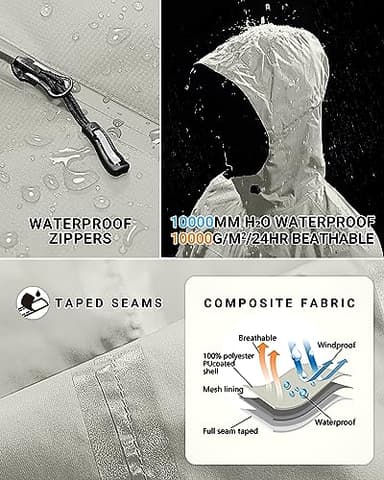 Outdoor Ventures Packable Rain Jacket Women Lightweight Waterproof Raincoat with Hood Cycling Bike Jacket Windbreaker - Image 3