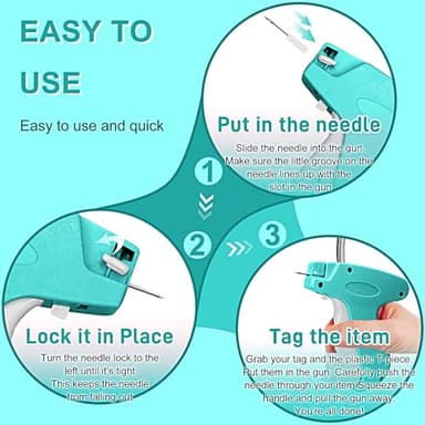 Stitch Gun for Clothes, Handheld Stitch Gun Quick Clothing Fixer,Sewing Kit Includes 1,000 Black Fasteners & 1,000 White Fasteners & 6 Needles,Tagging Gun(Blue) - Image 4