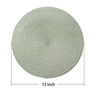 AHHFSMEI Round Braided Placemats 15 Inch Round Table Mats for Dining Tables Natural Woven Heat Resistant Place mats Set of 6 (Sage Green) - Image 2