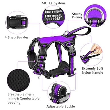 WINSEE Pet Harness Collar and Leash Set, All-in-one Reflective Dog Harness No Pull with Adjustable Buckles for Puppies, Small, Medium, Large, and Extra-Large Dogs (X-Large, Purple) - Image 4