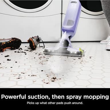 Shark VACMOP Cordless Hard Floor Cleaner, Vacuum and Spray Mop, Powerful Suction, Lightweight, LED Headlights, Includes 4 Disposable Pads, 12oz Multi-surface Cleaning Solution, Lavender, VM252PL - Image 2