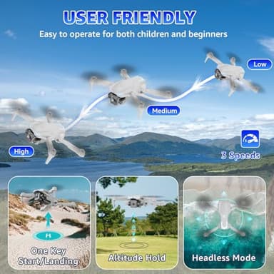 X-shop Drone with Camera for Kids & Adults, 1080P HD Mini FPV Drones with Altitude Hold, One-Key Take Off/Landing, Headless Mode, 360° Flips, Speed Adjustment, Toys Gifts for Boys Girls, Beginner - Image 5