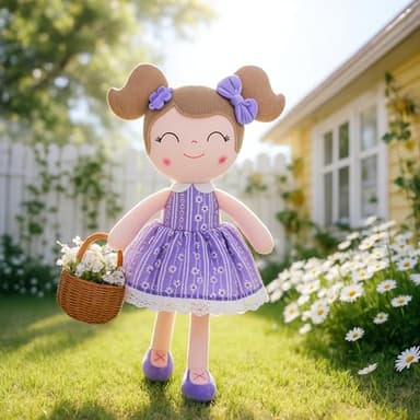 Gloveleya Baby Girl Gifts Soft Plush Doll – Lavender Daisies 16 Inch Cuddle Toy with Basket, Collectible Keepsake Birthday Easter Baby Shower Christmas for Girls - Image 5