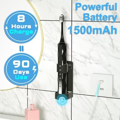 Diamond Style - Sonic Electric Toothbrush for Adults and Kids, Comes with 10 Brush Heads & Travel Case, 5 Modes with 2 Minutes Built in Smart Timer, One Charge for 90 Days, 42,000 VPM Motor (Black) - Image 7