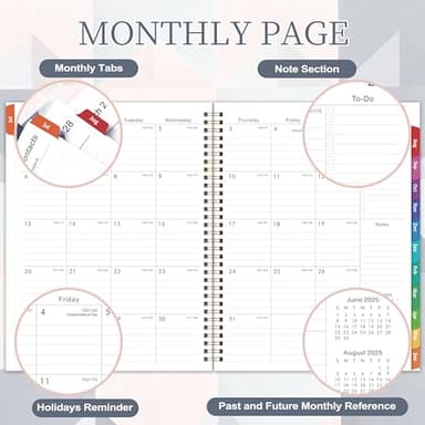 2025-2026 Planner - 9" x 11" JULY 2025 - JUNE 2026, Weekly & Academic Monthly Planner 2025-2026, Twin-Wire Binding，Thick Paper, Back Pocket with 12 Monthly Tabs - Image 4