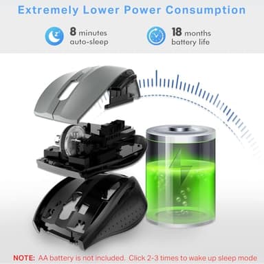 E-YOOSO Wireless Mouse for Laptop, Portable Optical Computer Mouse, 6 Buttons, Cordless 2.4GHz with USB Receiver, 5-Level 4800 DPI, 18 Months Battery Life for PC Chromebook Windows Mac - Image 7