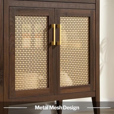 SICOTAS Buffet Cabinet - 30“ Sideboard Cabinet Modern Credenza with Drawers and Metal Mesh Doors, Accent Buffet Table Coffee Bar for Living Room Kitchen Entryway Hallway, Espresso Walnut - Image 5