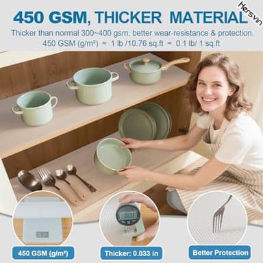 Hersvin Shelf Liners, 22in x 20ft Kitchen Drawer Mats, Non-Adhesive EVA Cupboard Protector, Cabinet Lining, Refrigerator Liner (Clear Dot, 56x610cm) - Image 2