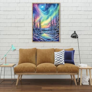 Diamond Art Kits for Adults - Aurora Moon Landscape Diamond Painting Kits DIY 5D Full Drill Diamond Dots Paintings with Diamonds Gem Art and Crafts for Home Decor 12x16 Inch - Image 3