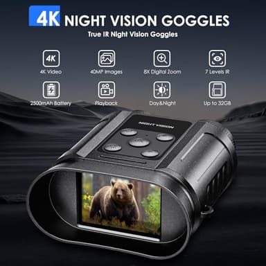 Night Vision Goggles,Compact Night Vision Binoculars,32GB Card Included, Photo/Video Capture,Outdoor tools for Education, Wildlife Watching,Gifts for Boy, Gifts for Men, Gifts for Father (Pearl Black) - Image 2