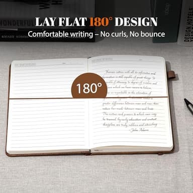 CAGIE Lined Journal for Men Women, Tree Growth Ring Leather Bound Journal Notebook, 256 Pages 100 GSM Journals for Writing, A5 Hardcover Journaling Notebooks for Work, Note Taking - Image 3