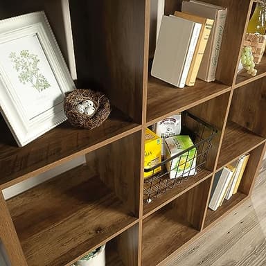 Sauder Miscellaneous Storage 9-Cube Organizer Storage Bookcase/Pantry cabinets, Rural Pine Finish - Image 6