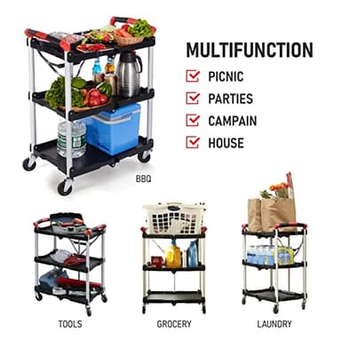 Olympia Tools 410-007 Pack-N-Roll 150 lbs Folding Collapsible Service Cart, Black/Red - Image 5