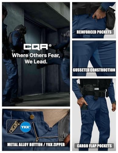 CQR Men's Flex Ripstop Tactical Pants, Water Resistant Stretch Cargo Pants, Lightweight EDC Hiking Work Pants, Breacher Midnight Blue, 36W/34L - Image 6