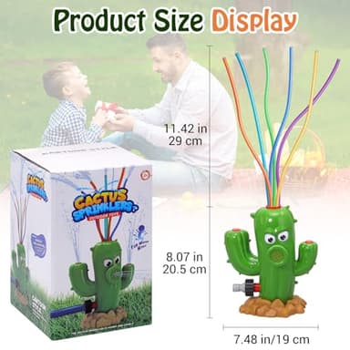 HeySplash Water Sprinkler Toy, Sprinkler for Kids Outdoor Play, Sprinkler Toy with 6 Wiggle Tubes, Outside Backyard Lawn Toys, Splashing Fun for Over 3 Year Boys Girls, Attach to Garden Hose, Cactus - Image 2