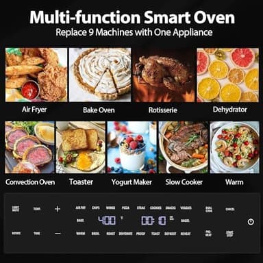 32QT Extra Large Air Fryer, 19-In-1 Air Fryer Toaster Oven Combo with Rotisserie and Dehydrator, Digital Convection Oven Countertop Airfryer Fit 13" Pizza, 6 Accessories, 1800w, Black - Image 3