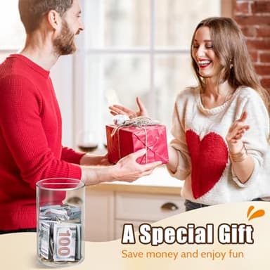 Hicocool Clear Piggy Bank, Acrylic Piggy Bank for Adults Must Break to Open, Unopenable Money Saving Box for Boys Girls Birthday Gift (6" H x 3.54" D) - Image 7