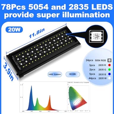 SEAOURA Clip On Aquarium Light for Plants-24/7 Cycle Fish Tank Light with Timer, Full Spectrum+7 Colors Mode, Auto On/Off, Adjustable Brightness and Height, 20W (12inch for 12-20 inch Tank) - Image 5